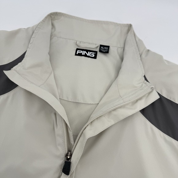 Ping Golf Men's XL Torque 1/4 Zip Short Sleeve Pullover Windbreaker Jacket Beige - Picture 1 of 10
